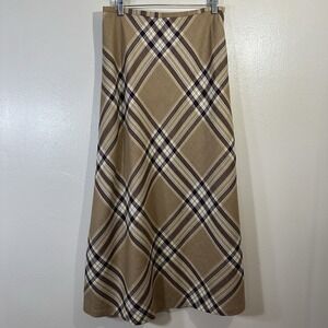 Talbots Women's 10 Skirt Plaid Wool Maxi Retro Office